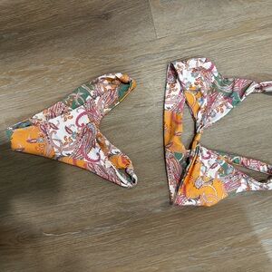 Floral Orange and Green Bikini Set